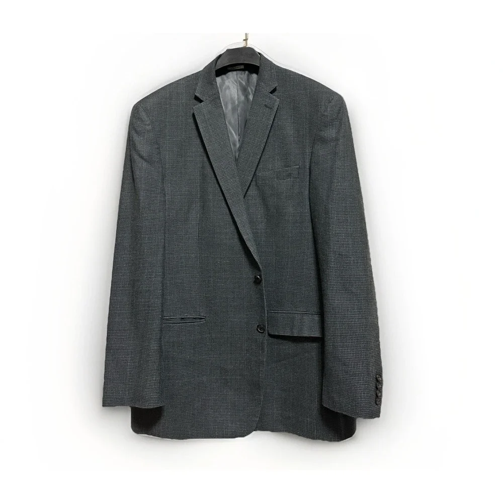 Ralph Ralph Lauren 46XL‎ Sport Coat Silk Wool Gray Houndstooth Check Blazer